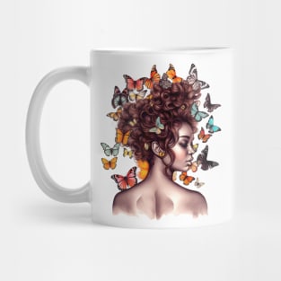 Afro Woman with Butterflies #1 Mug